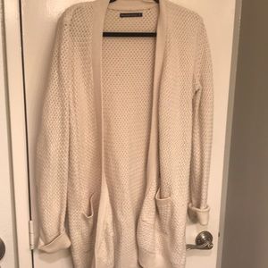 Abercrombie & Fitch ivory waffle knit cardigan